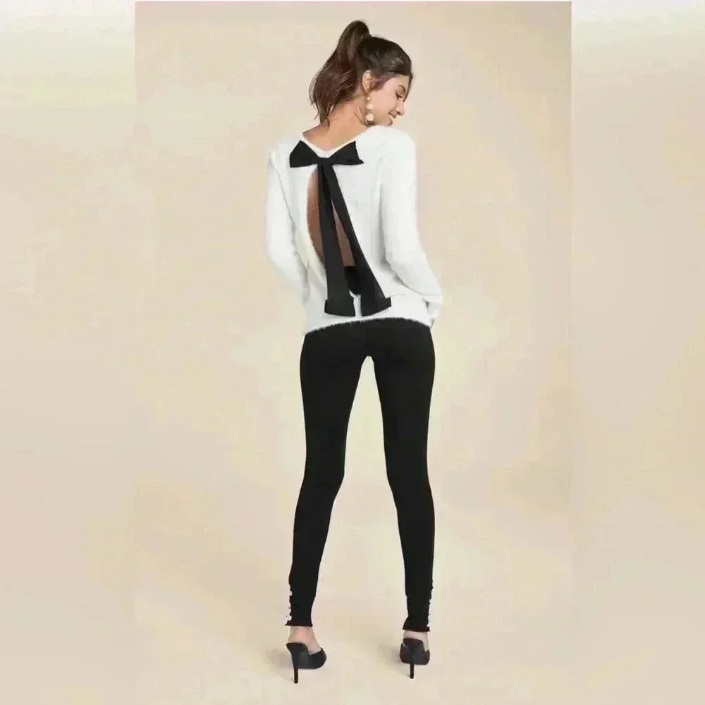 Bow detail Open Back Sweater
